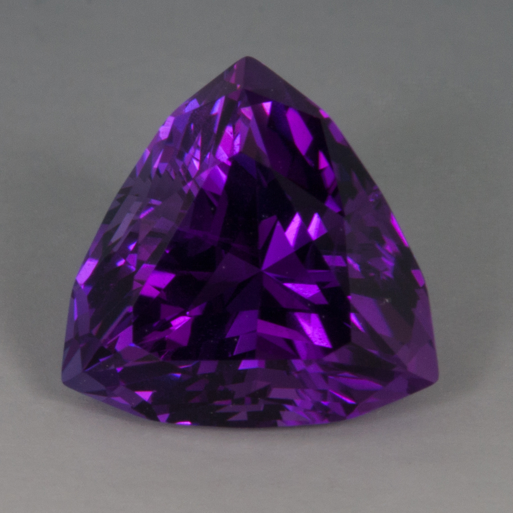 Amethyst 4.18 CTS 9 MM Trillion Concave Checkerboard