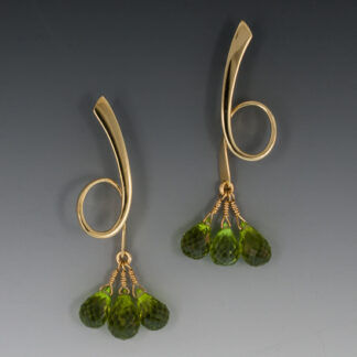 Gold Earrings with Peridot Briolettes