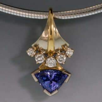 18K Yellow & White Gold Pendant w/Tanzanite & Diamonds