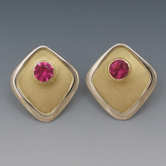 Pink Tourmaline Earrings in 18KY&W