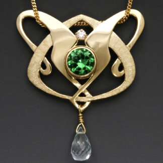 Tourmaline and Diamond with Aquamarine Pendant