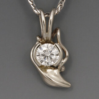 Diamond Floral Pendant in 18KW