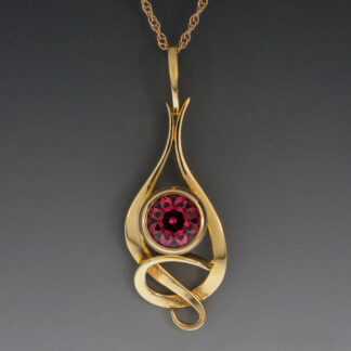 18K Yellow Gold Pendant w/Pink Tourmaline, 1.39 Carat, 6.5mm