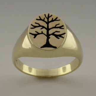 Woman's Mini Berkshire Tree of Life Signet Ring in 14K