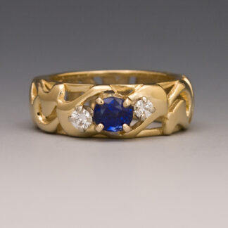 Sapphire and Diamond Pierced Band