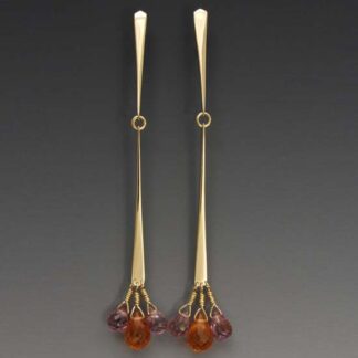 Spessartite and Topaz Briolette Earrings