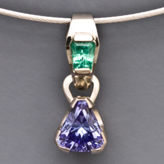 Tanzanite and Paraiba Tourmaline Pendant in 18K White Gold