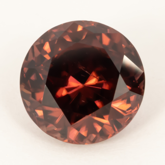 Red Zircon Round Fancy Cut 2.10 Carat 7mm Tanzania