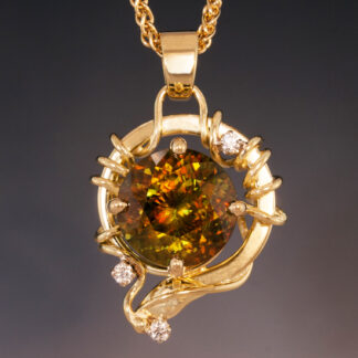 Titanite Pendant with Diamonds in 18KY