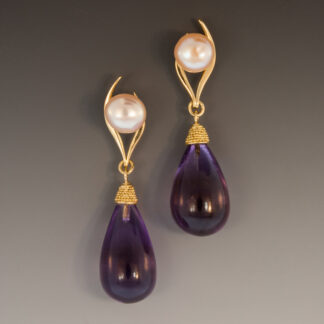 Earring Jackets 18KY w/Amethyst Drops