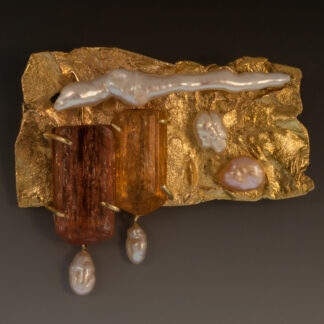 Reticulated Pin w/Topaz & Pearls