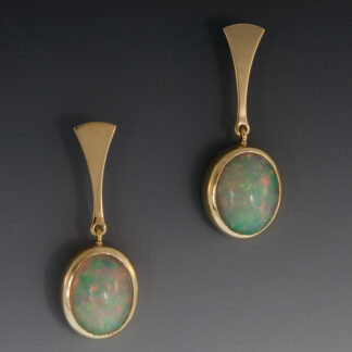 18K Yellow Gold Drop Earrings w/Ethiopian Opals