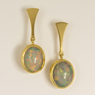 Ethiopian Opal 18K Yellow Gold Drop Earrings
