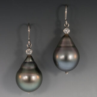 Tahitian Black Pearl Drops w/Diamonds