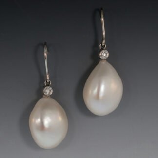 Baroque Pearl Drops with Diamonds