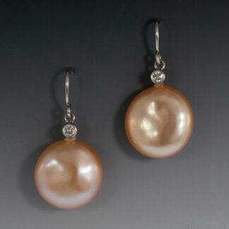 Coin Pearl Earrings with Diamonds