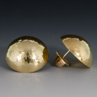 18KY Hammered Domed Disk Earrings