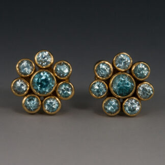 Blue Zircon Flower Studs