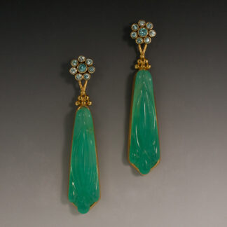 Carved Chrysoprase Jackets in 18KY