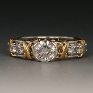 XOXO 18KW&Y Gold Ring with Diamonds