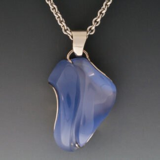 18K White Gold Carved Chalcedony Pendant, Steve Walters