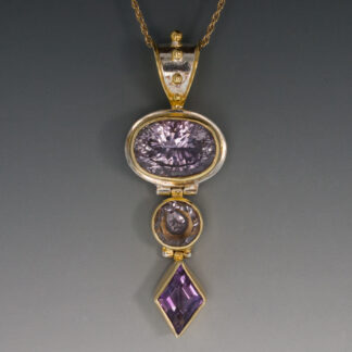 Pendant, Sterling/22K Vermeil, w/Purple & Rose de France Amethyst