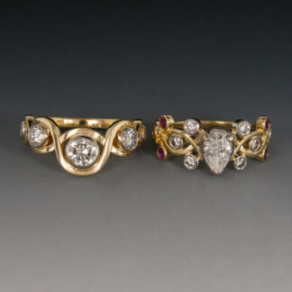 Openwork Wedding Set w/Diamonds & Rubies