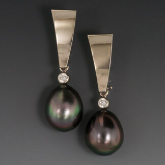 Tahitian Pearl & Diamond Drop Earrings