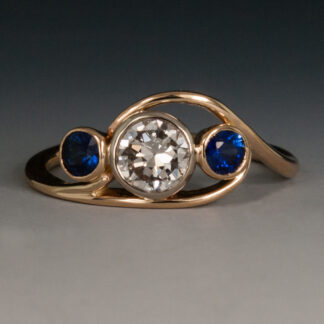 Engagement Ring w/Blue Sapphires & Diamond