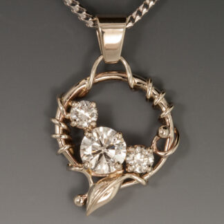 Floral Applique Pendant with Diamonds