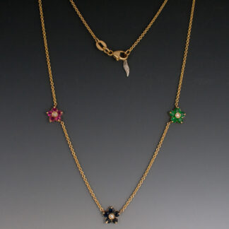 Necklace with Gemstone Flowers