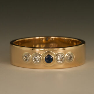 Wedding Band with Sapphire and Diamonds