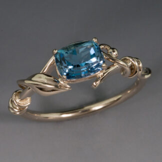 Aquamarine Floral Engagement Ring