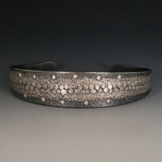 Silver and Platinum Cuff Bracelet with Diamonds