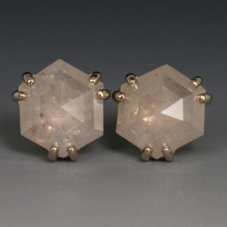 Rose Cut Grey Diamond Ear Studs