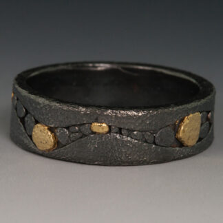 Rona Fisher River Band Ring in Oxidized Sterling with 18KYG