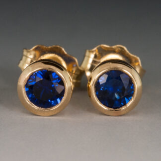 Round Sapphire Ear Studs