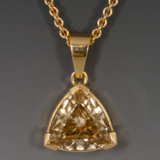 18K Yellow Gold Pendant w/7.13 Carat Honey Zircon, 11 mm