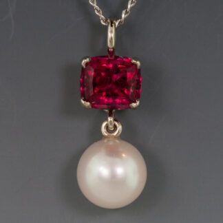 Rubellite Tourmaline and Akoya Pearl Pendant