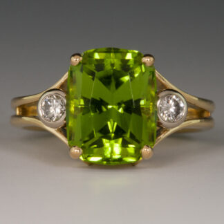 Peridot Ring with Diamonds