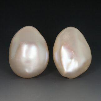 14KY Earrings w/White Freshwater Baroque Pearls 23x18 mm