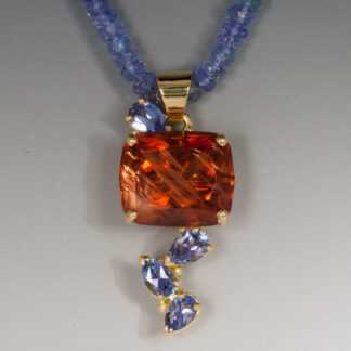 Cushion Sunstone and Tanzanite Pendant