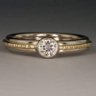 14KW Engagement Ring w/ 18KY Applique Band & .25ct Diamond