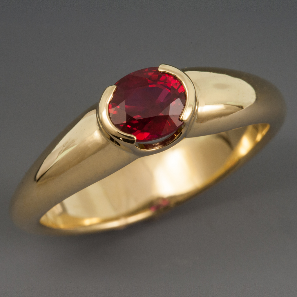 Ring, Burmese Ruby, .85ct, 18K Yellow Gold