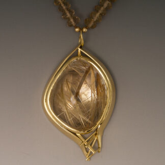 Necklace, Rutilated Quartz, Champagne Quartz Beads, 18K Yellow & White Gold