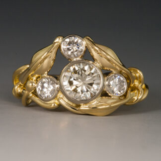 Floral Design Ring with Diamonds