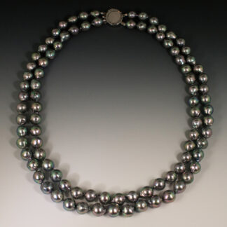Necklace, Double Strand Gray Baroque Pearls, 14KW
