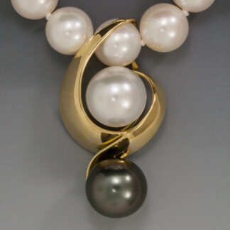 Pearl Enhancer with Tahitian Black and South Sea White Pearls