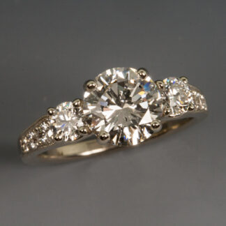 Engagement Ring, Diamonds, 14K white gold