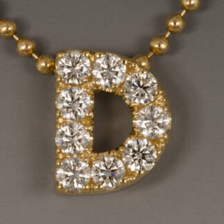 Pendant, "D" Initial with diamonds, 18KY